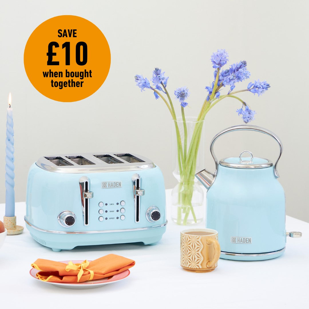 Haden Heritage Turquoise Bundle – Set of Kettle + 4 Slice Toaster