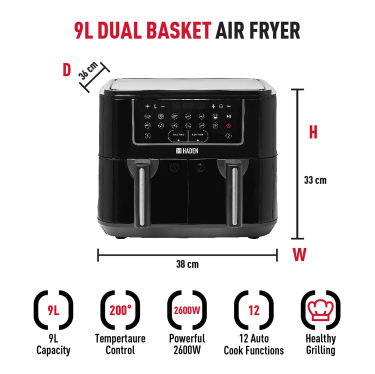 9L Dual Basket Air Fryer Haden