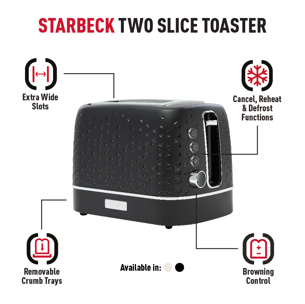 Haden Starbeck Black 2 Slice Toaster Toasters Haden