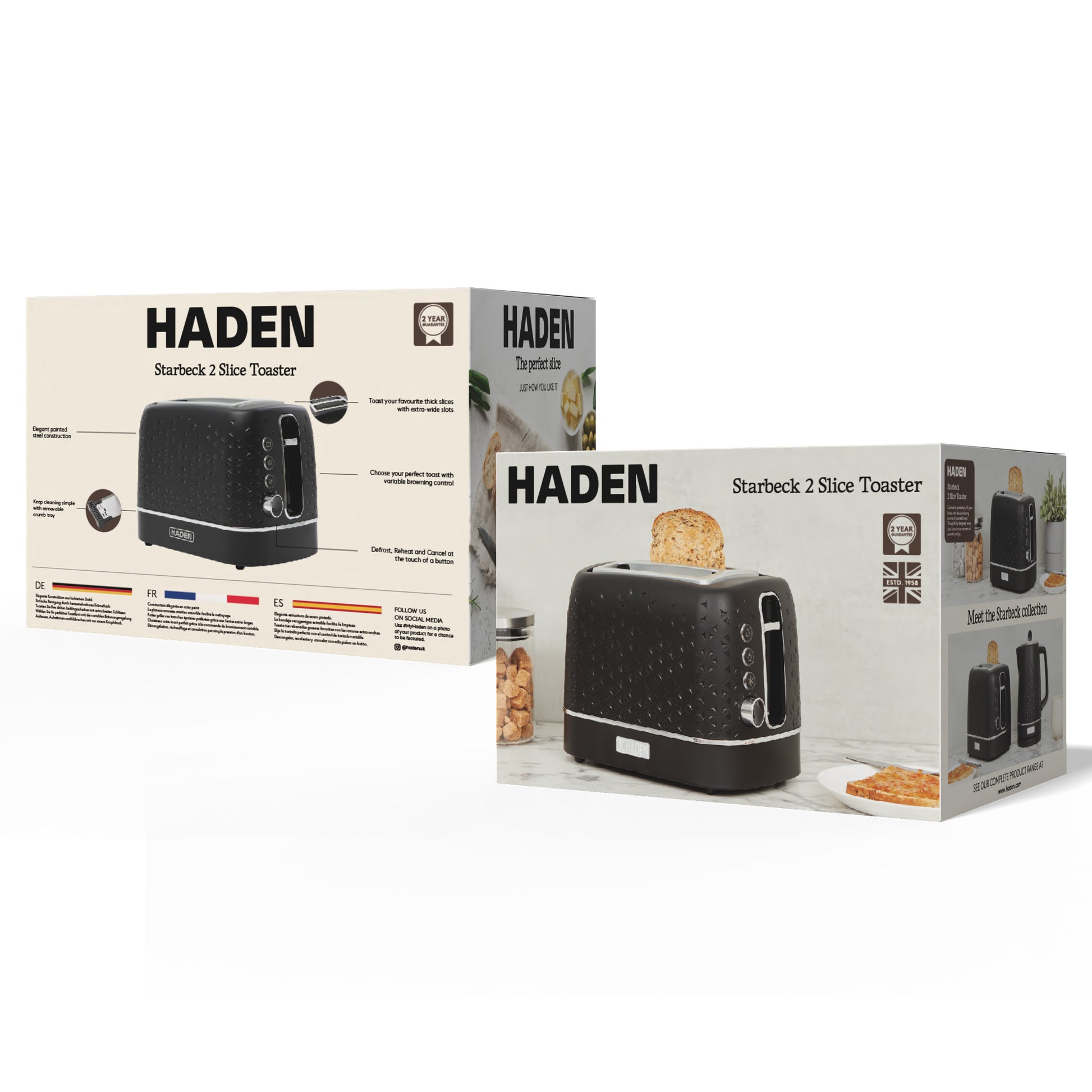 Haden Starbeck Black 2 Slice Toaster Toasters Haden