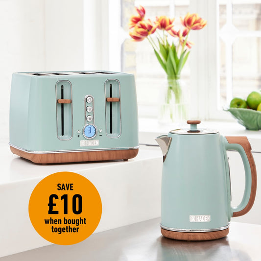 Haden Dorchester Bundle Kettle + Toaster - Sage Bundle Haden