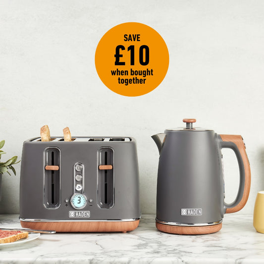 Haden Dorchester Bundle Kettle + Toaster - Grey Bundle Haden