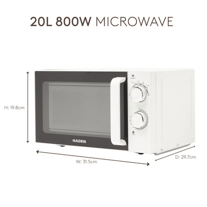 Haden 20L 800W White Microwave Microwave Ovens Haden
