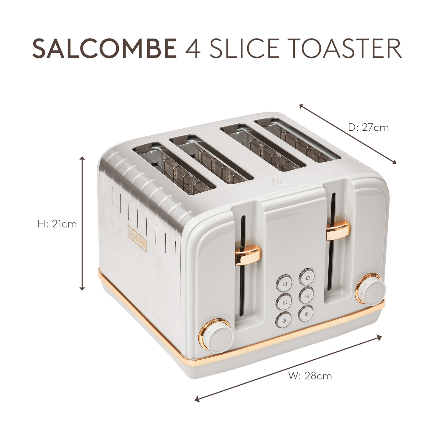 Haden Salcombe Grey & Copper 4 Slice Toaster
