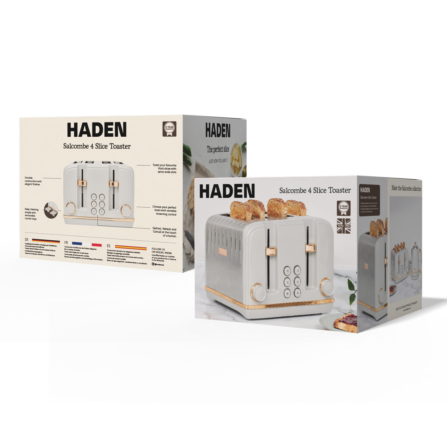 Haden Salcombe Grey & Copper 4 Slice Toaster