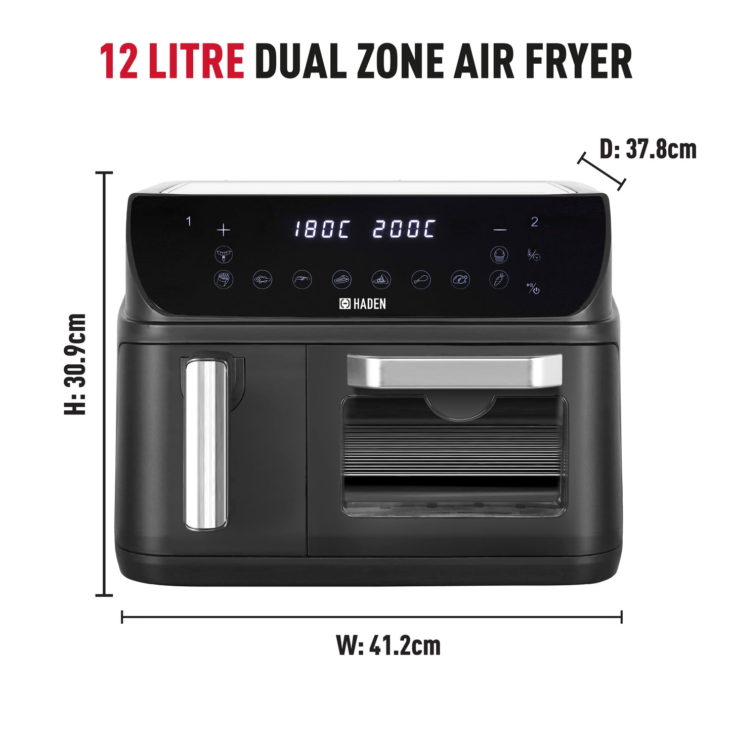 Haden 12L Dual Zone Air Fryer Air Fryers Haden