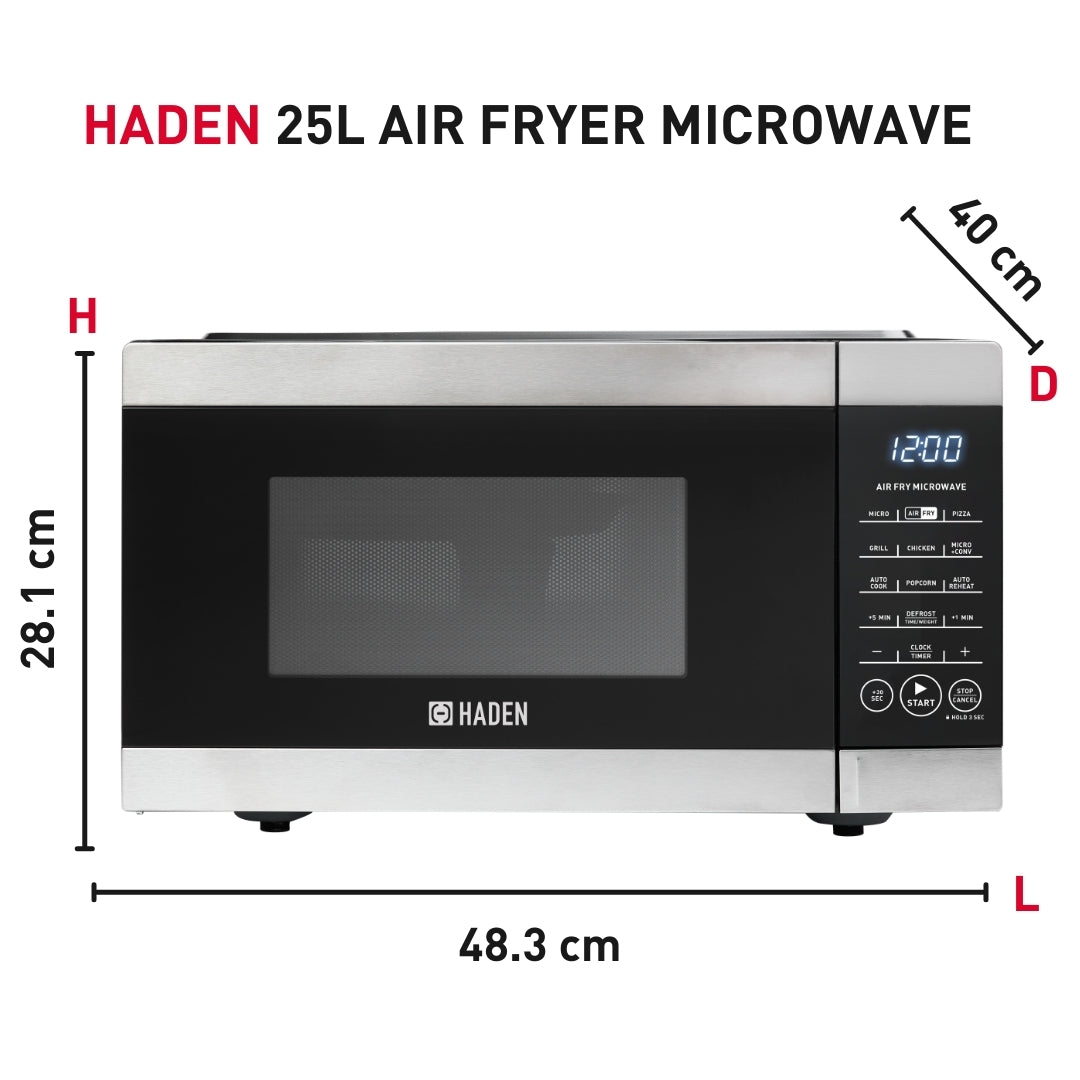 Haden 25L Matt Black Air Fryer Microwave Oven Microwave Ovens Haden