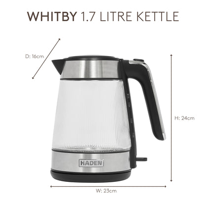 Haden Whitby 1.7L Ribbed Glass Kettle Electric Kettles Haden