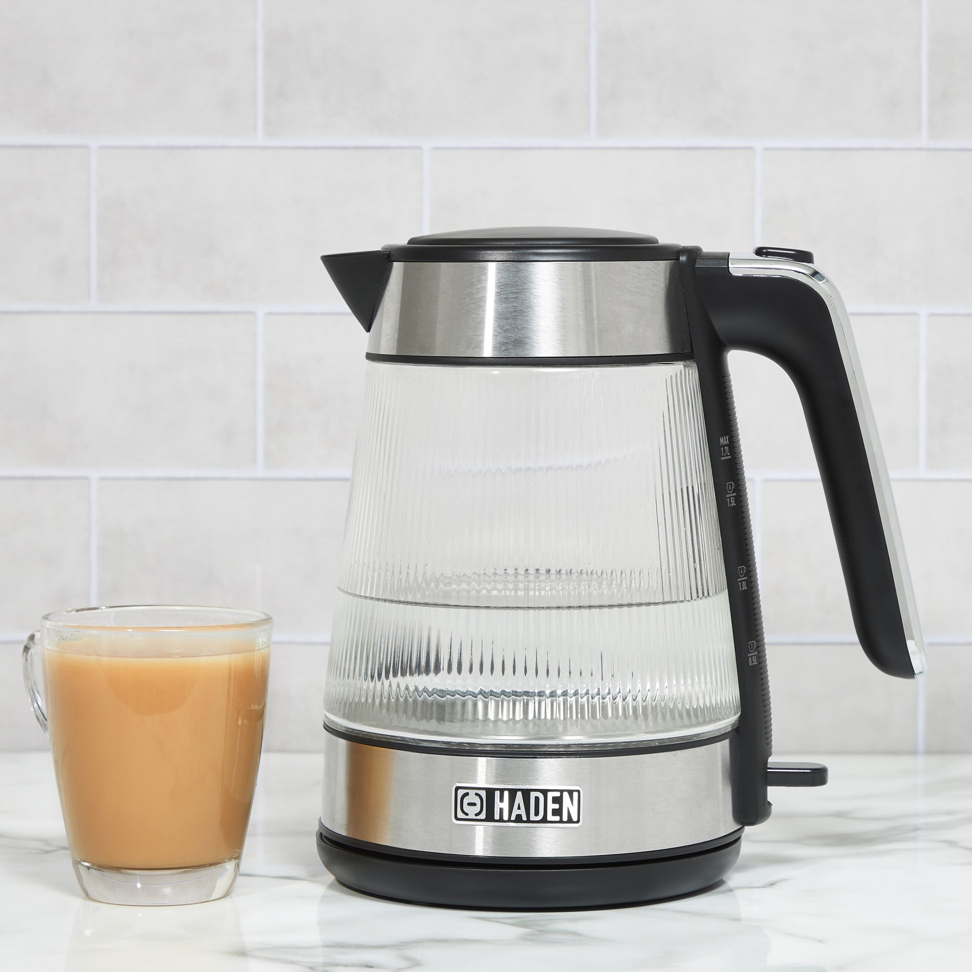 Haden Whitby 1.7L Ribbed Glass Kettle Electric Kettles Haden
