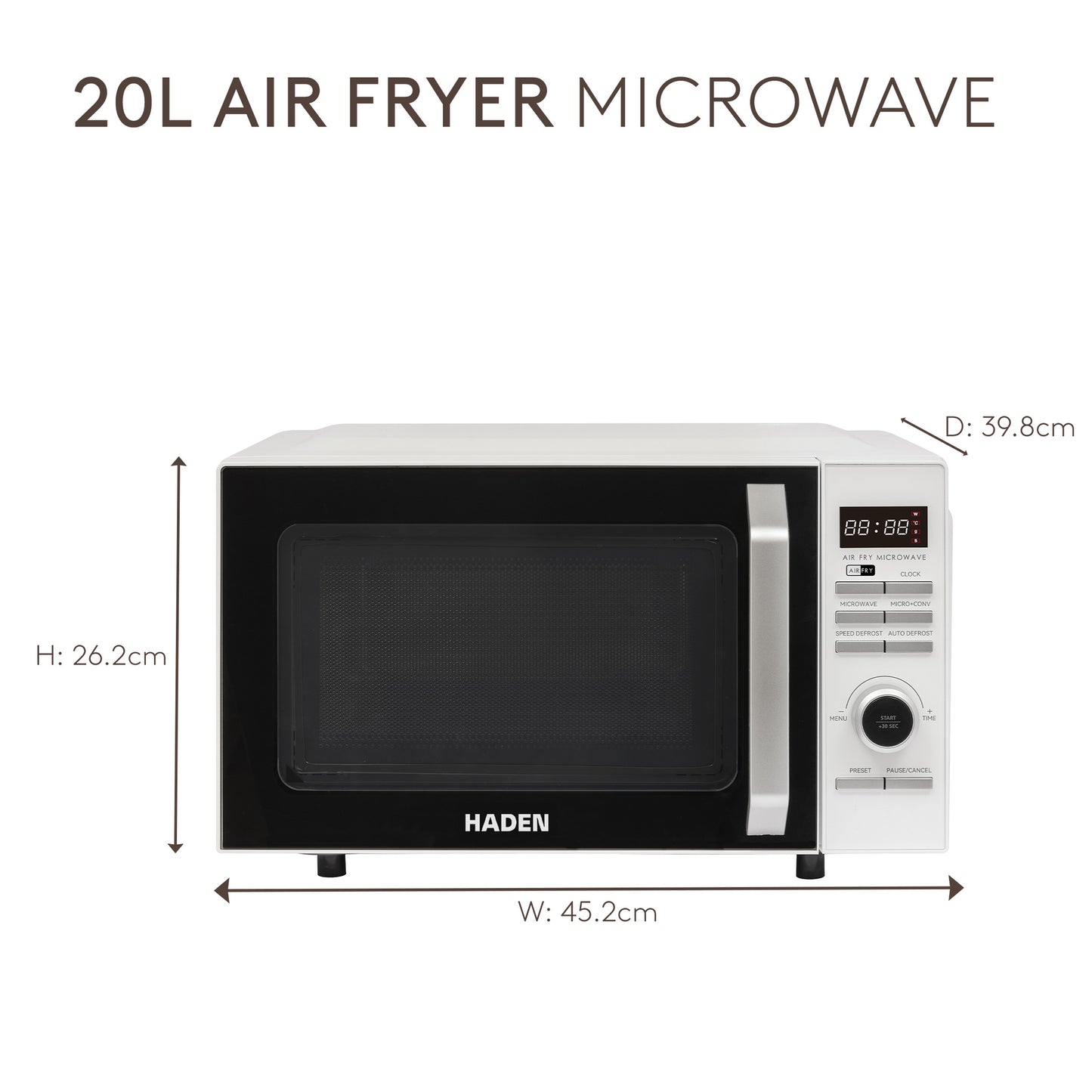 Haden 20L White Air Fryer Microwave Microwave Ovens Haden