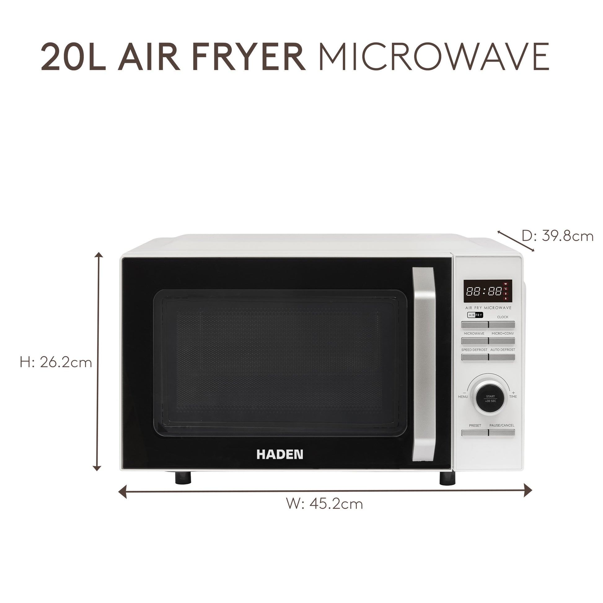 Haden 20L White Air Fryer Microwave Microwave Ovens Haden