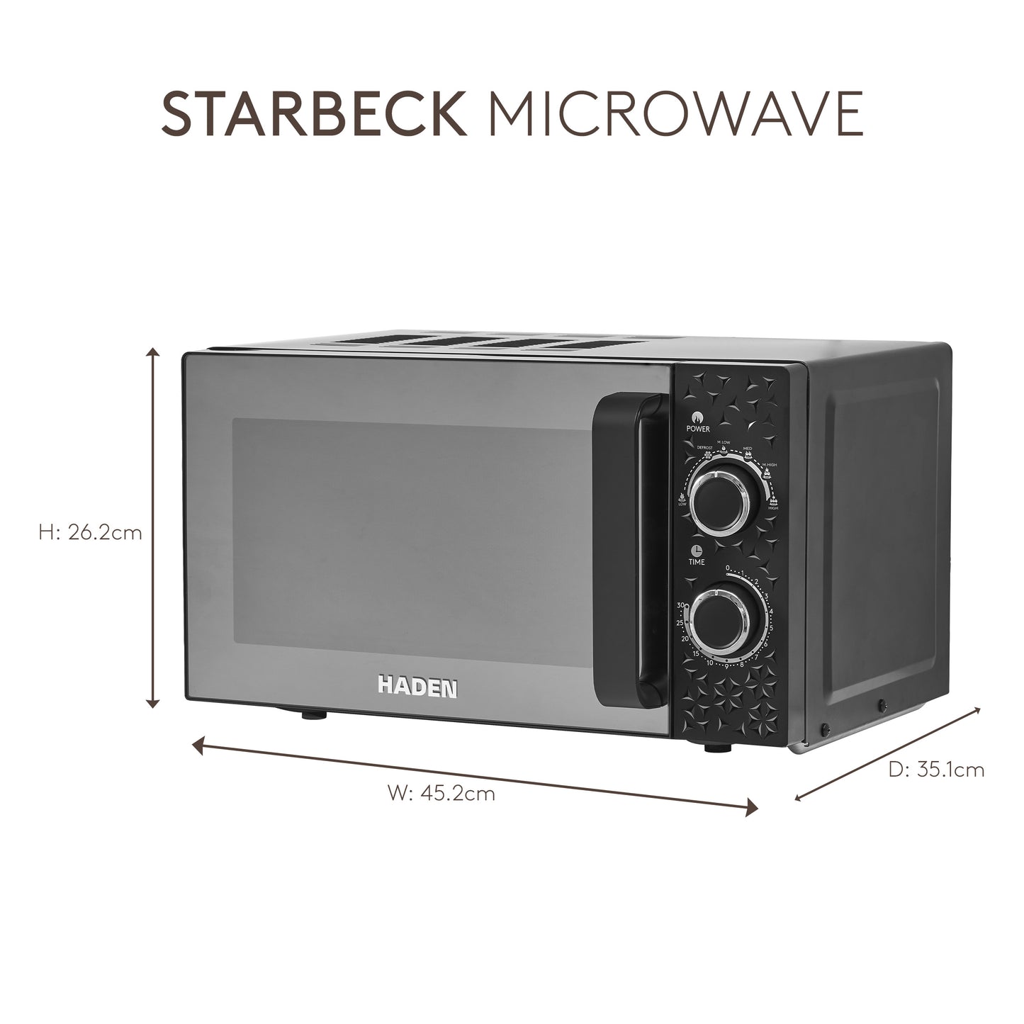 Haden Starbeck 800W Black Microwave Microwave Ovens Haden