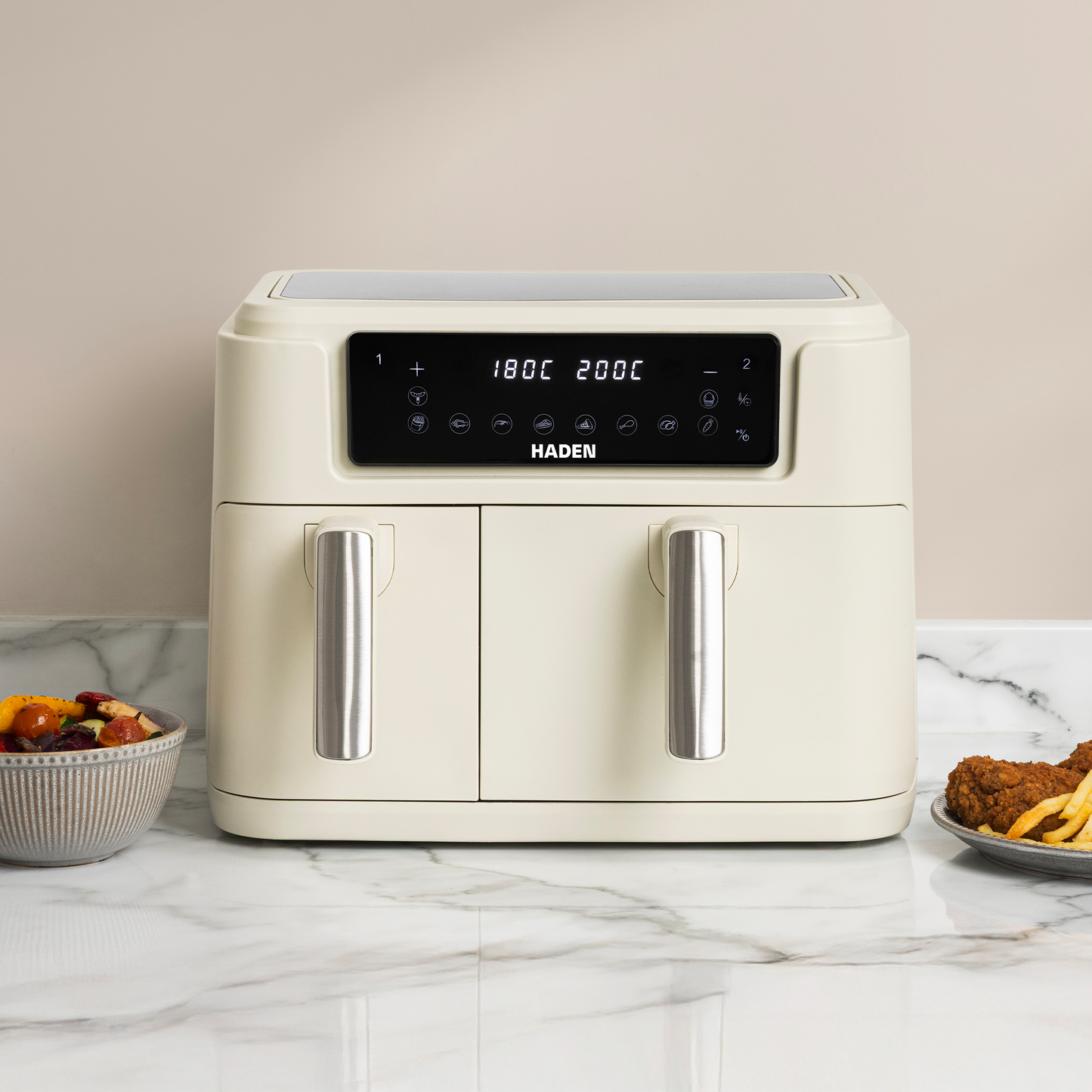 Haden 9.5L Dual Basket Air Fryer Cream Haden