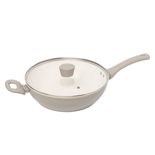 28cm Ribbed Sauté Pan in Putty Kitchen Sabichi Homewares