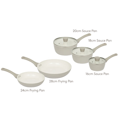 5 Piece Cookware Set (16, 18, 20cm saucepans and 24, 28cm frying pans) Kitchen Sabichi Homewares
