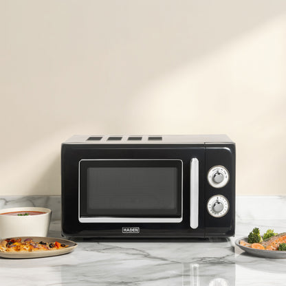 Haden 17L Retro Microwave in Black Microwave Ovens Haden