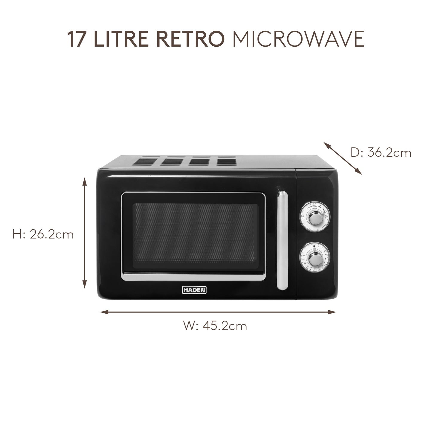 Haden 17L Retro Microwave in Black Microwave Ovens Haden