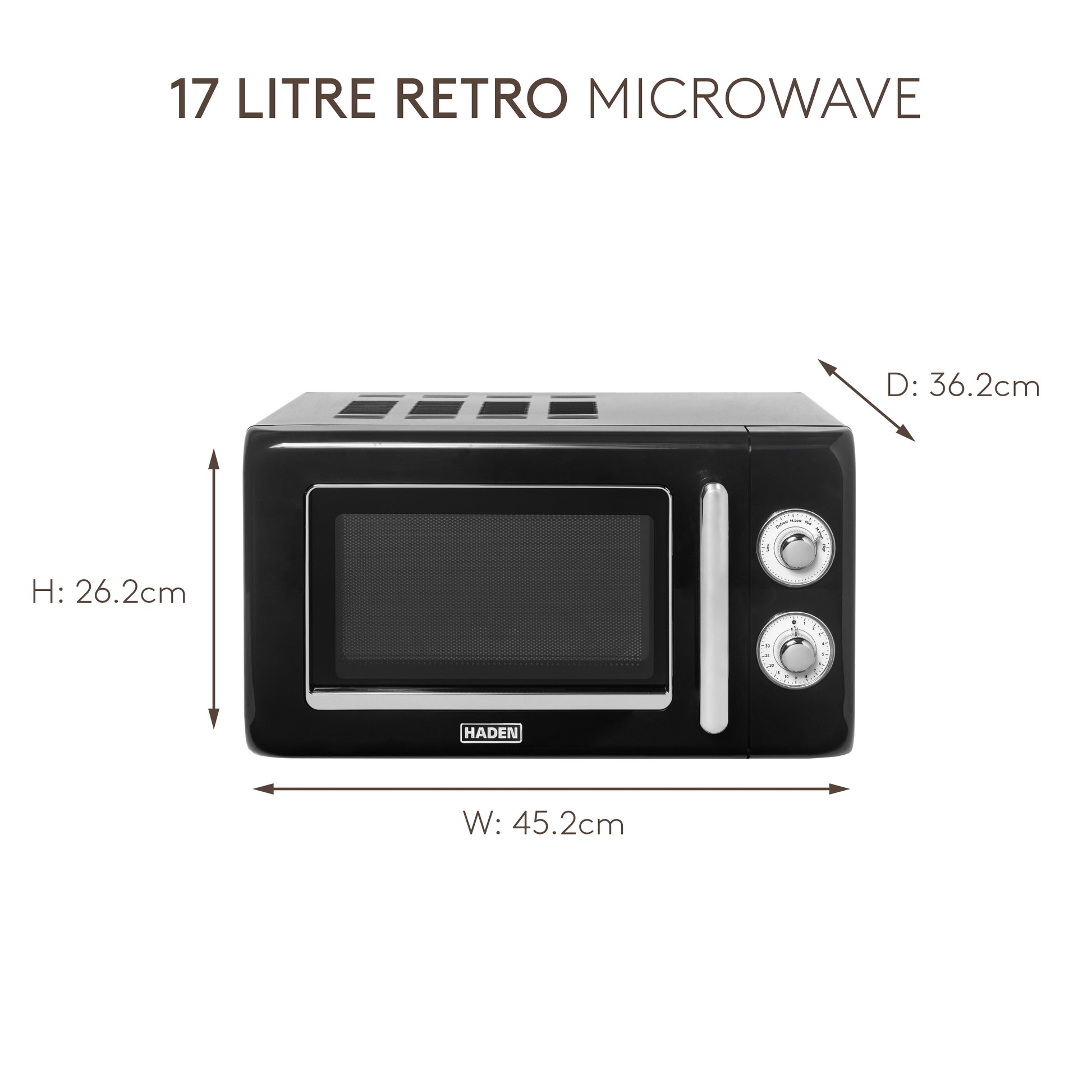 Haden 17L Retro Microwave in Black Microwave Ovens Haden