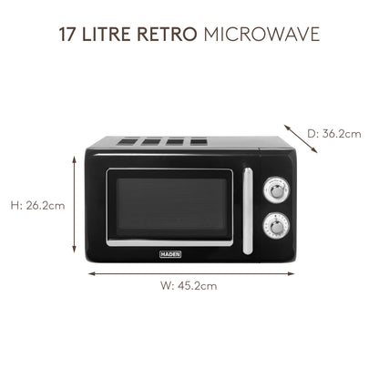 Haden 17L Retro Microwave in Black Microwave Ovens Haden