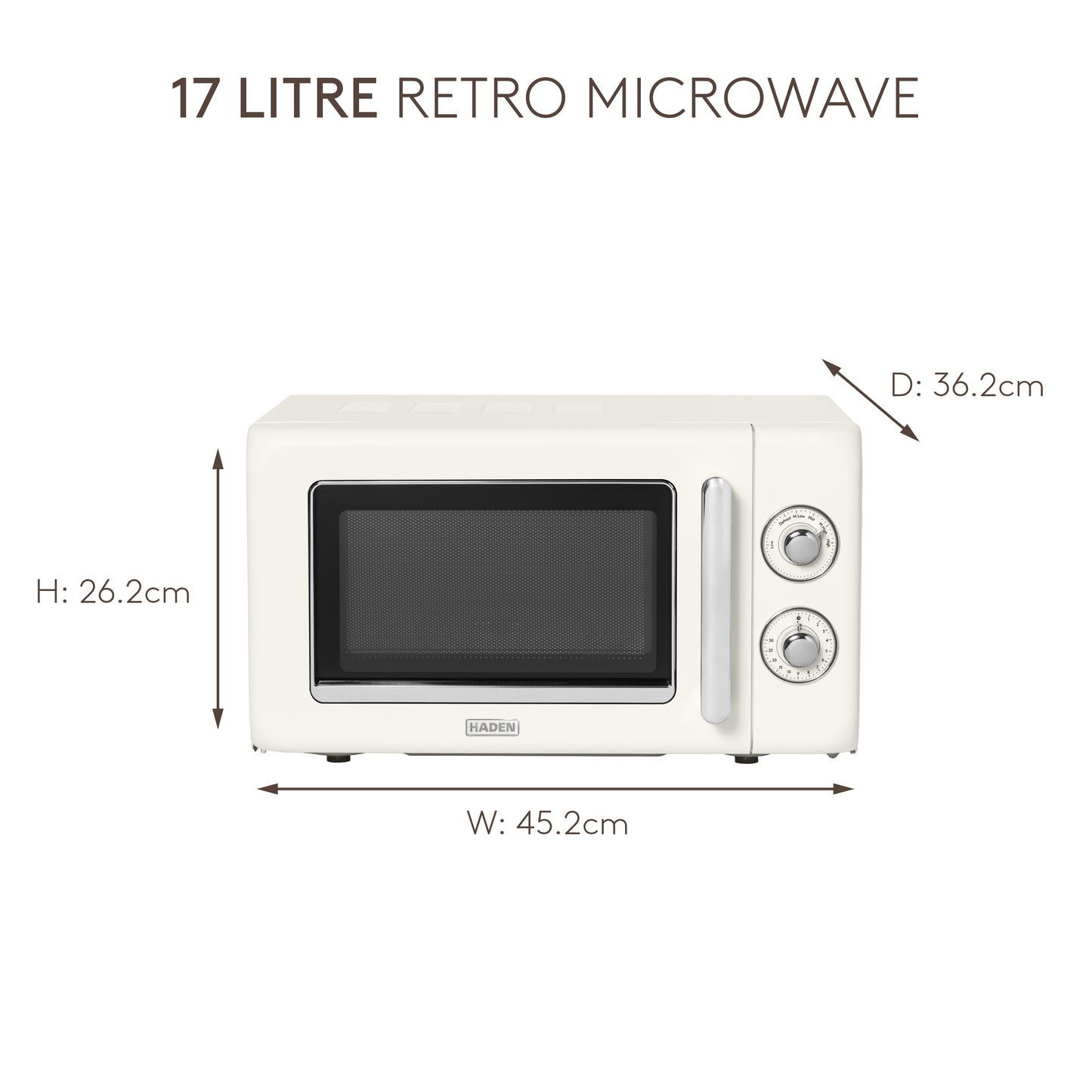 Haden 17L Retro Microwave in Cream Microwave Ovens Haden