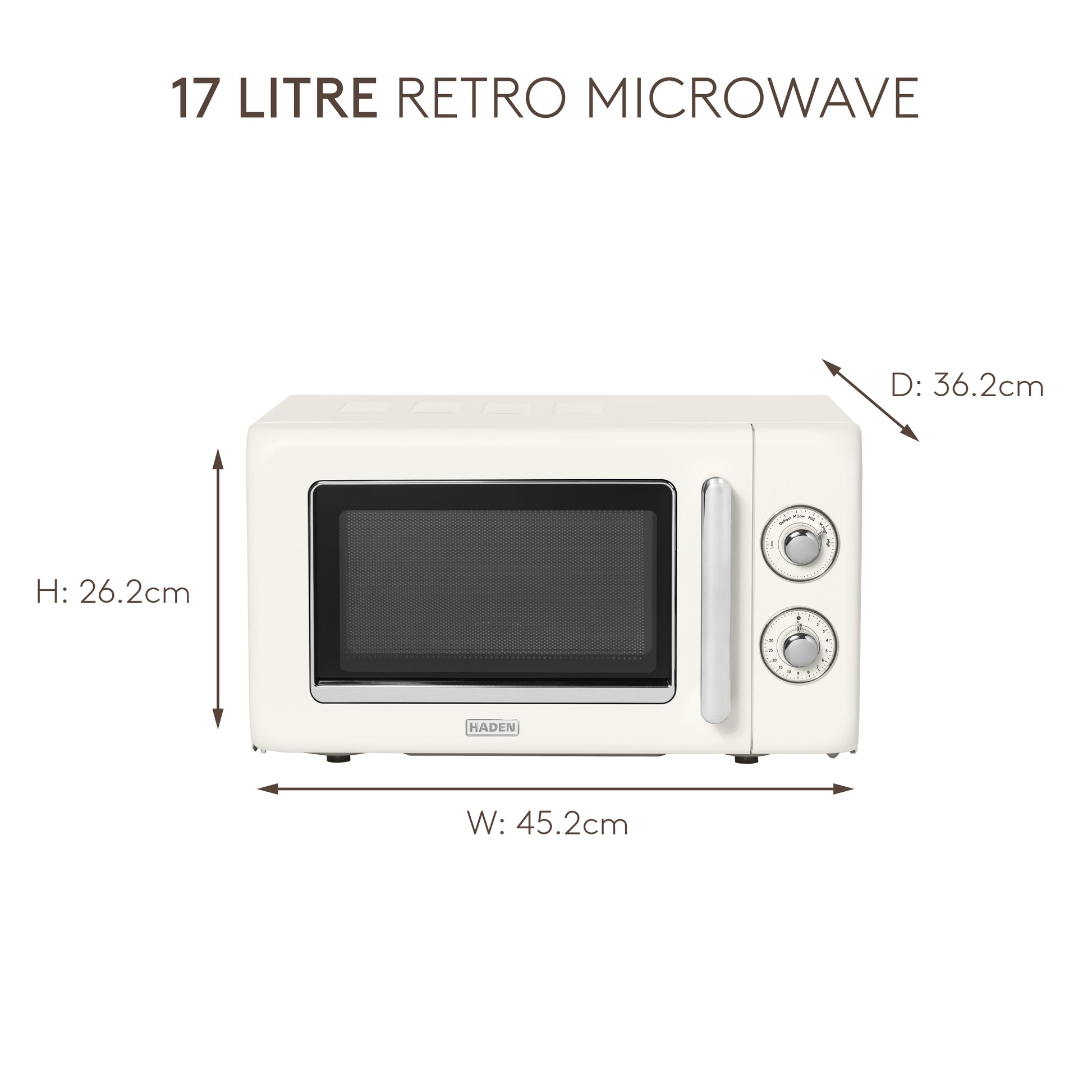 Haden 17L Retro Microwave in Cream Microwave Ovens Haden