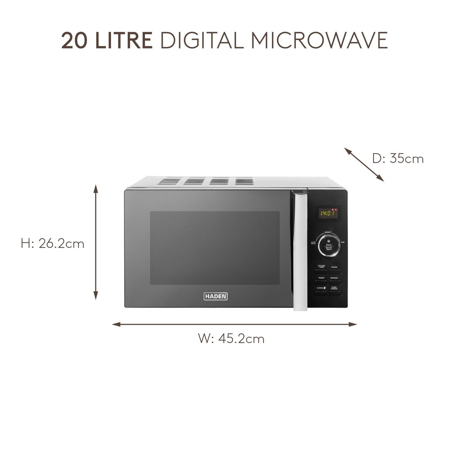 Haden 20L Digital Microwave in Black Microwave Ovens Haden