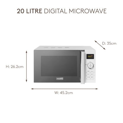 Haden 20L Digital Microwave in White Microwave Ovens Haden