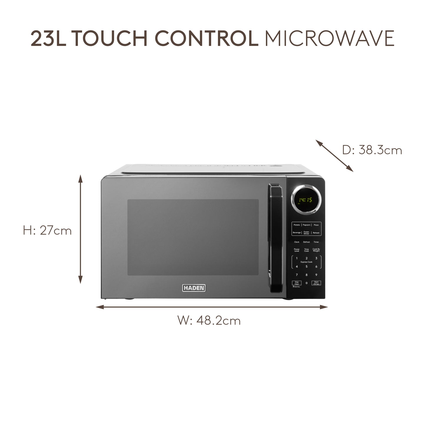 Haden 23L Touch Control Microwave in Black Microwave Ovens Haden