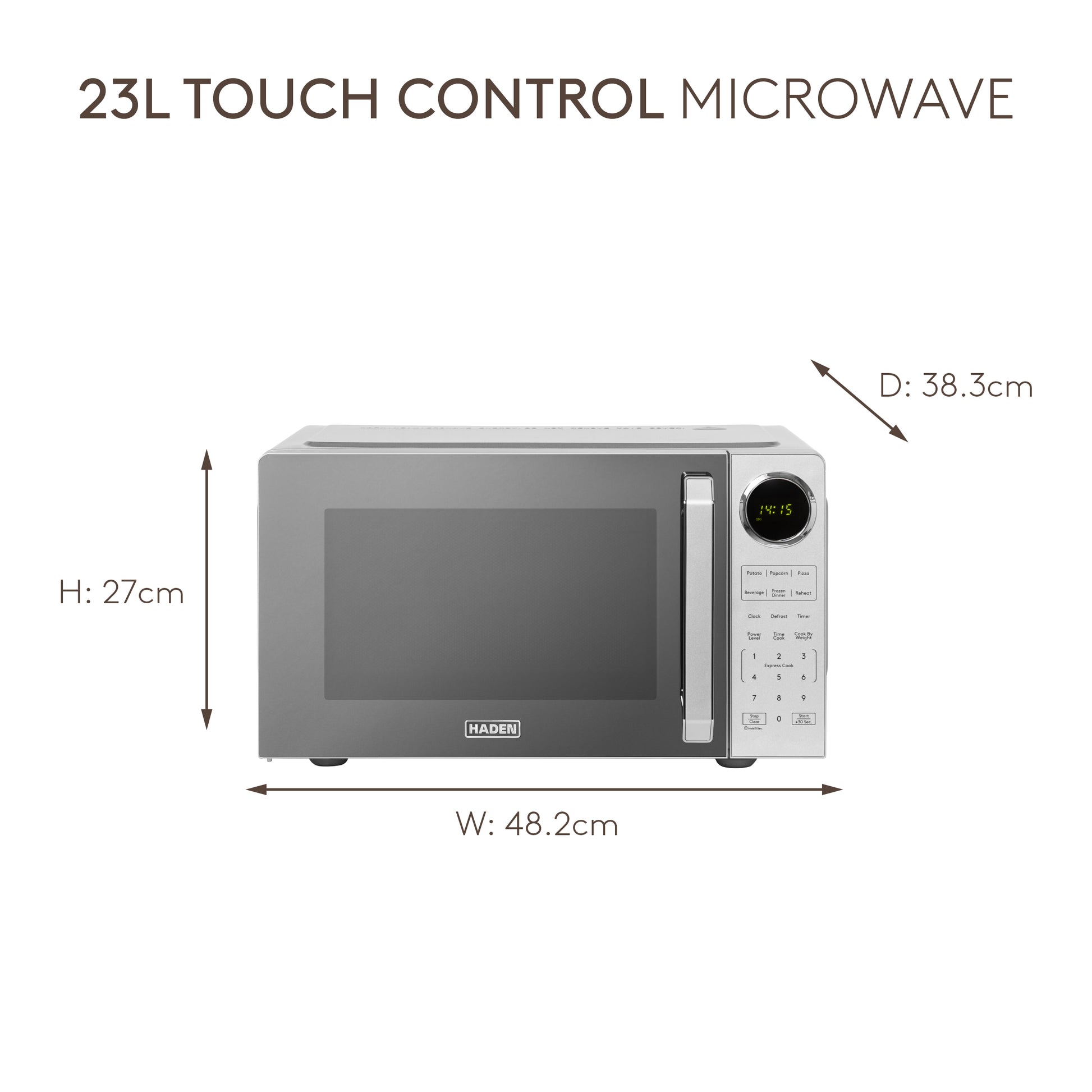 Haden 23L Touch Control Microwave in Silver Microwave Ovens Haden
