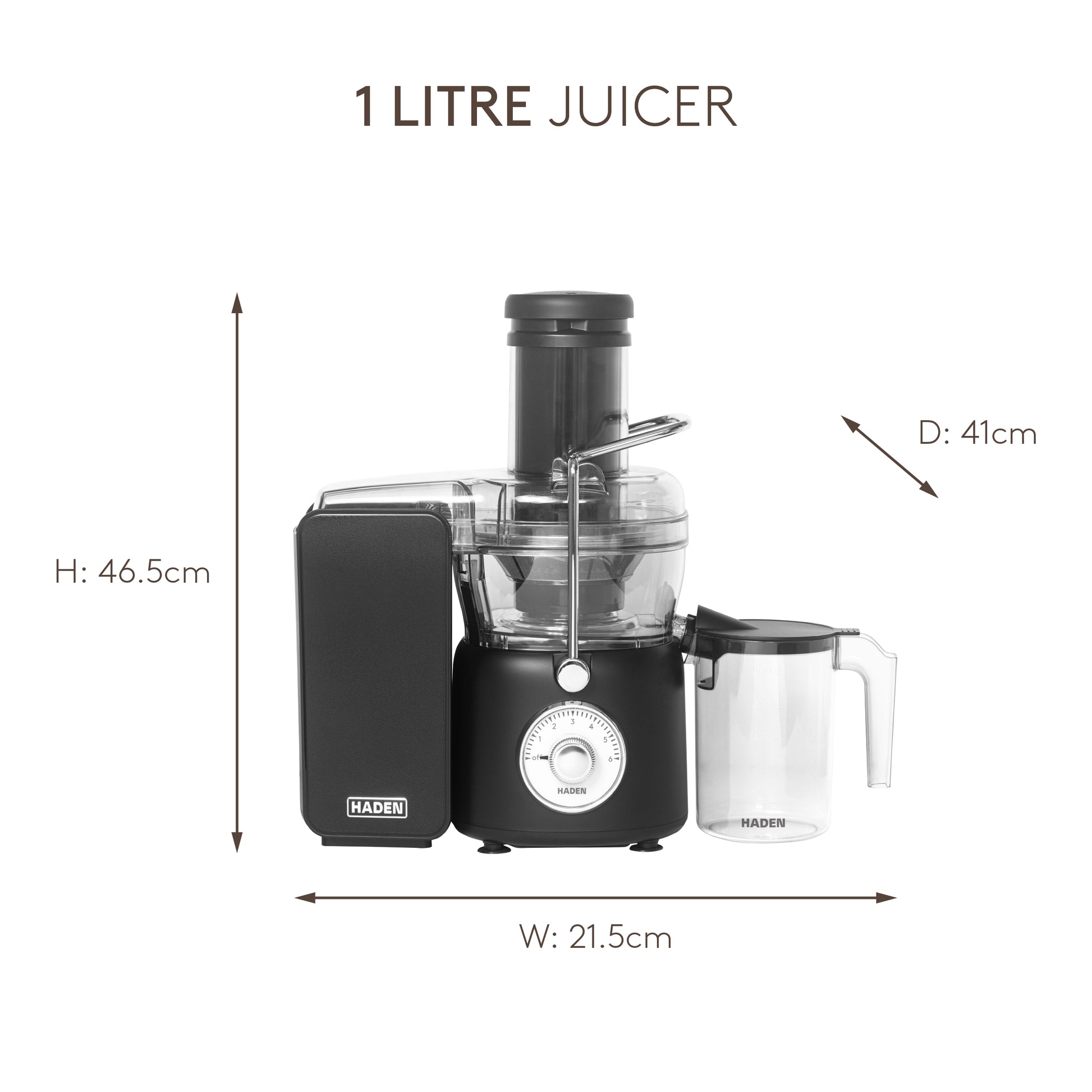 Haden 1L Juicer Black Juicer Haden