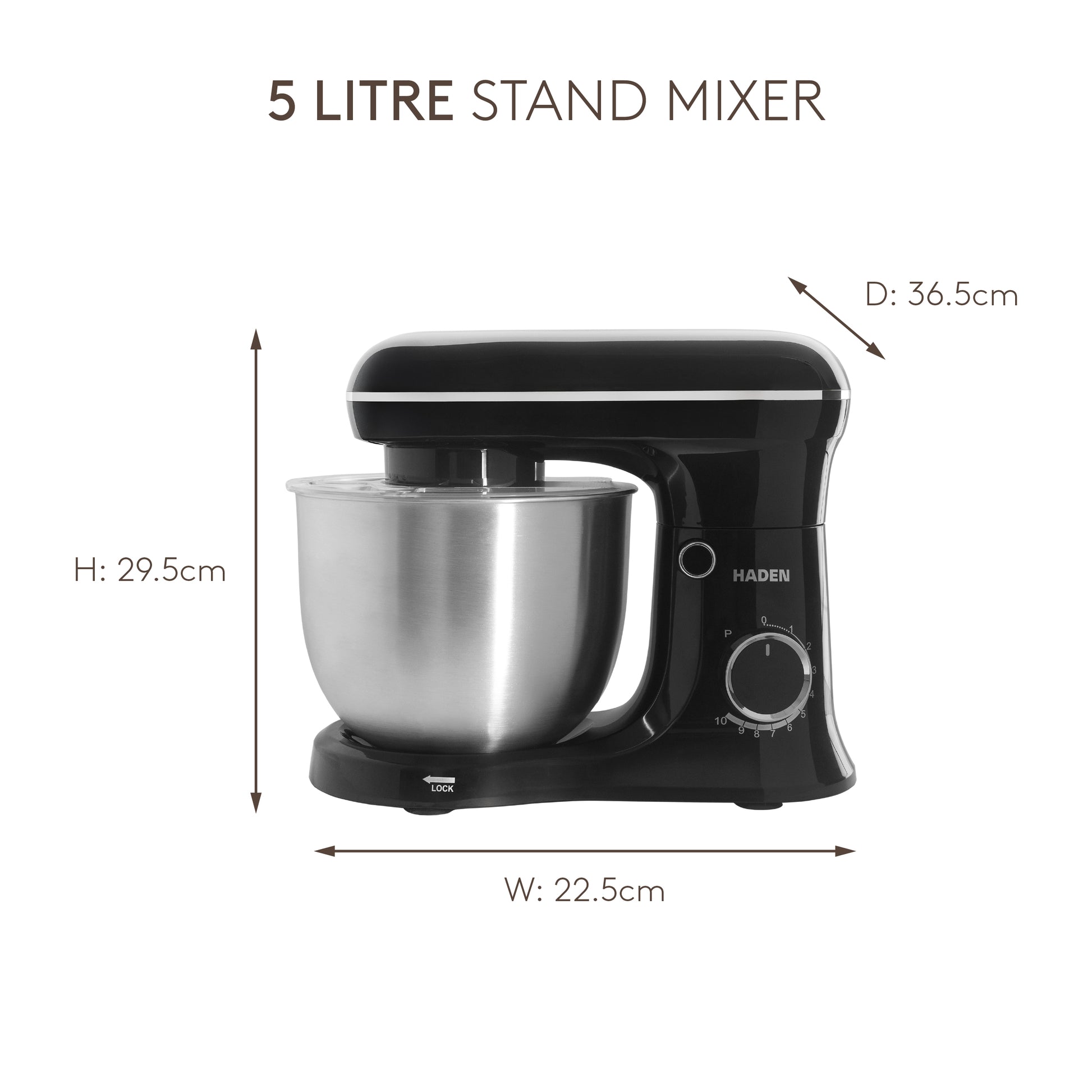 Haden 5L Digital Stand Mixer in Black Food Mixers & Blenders Haden
