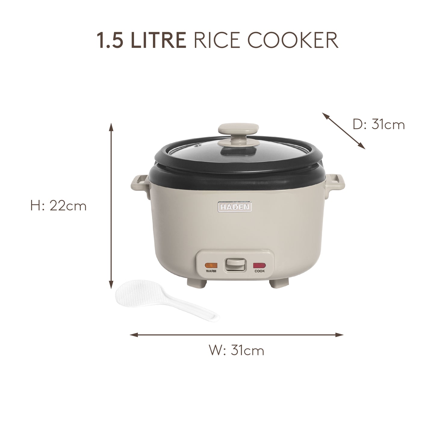 Haden 1.5L Rice Cooker Putty Rice Cooker Haden
