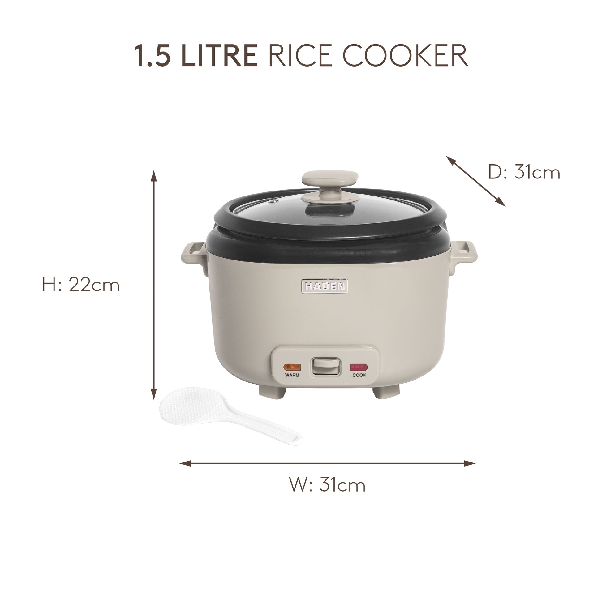 Haden 1.5L Rice Cooker Putty Rice Cooker Haden