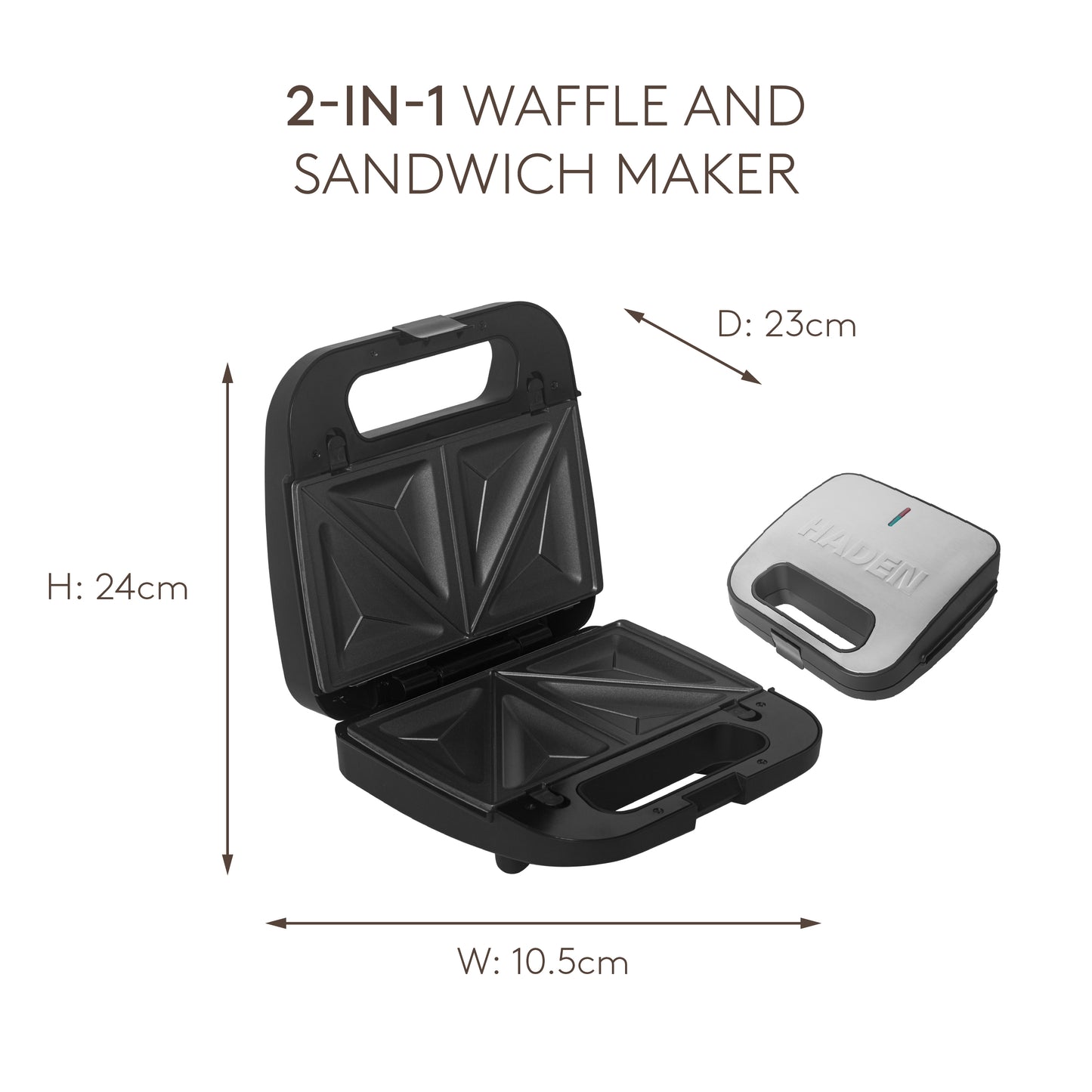 Haden 2-in-1 Sandwich & Waffle Maker Sandwich Maker Haden