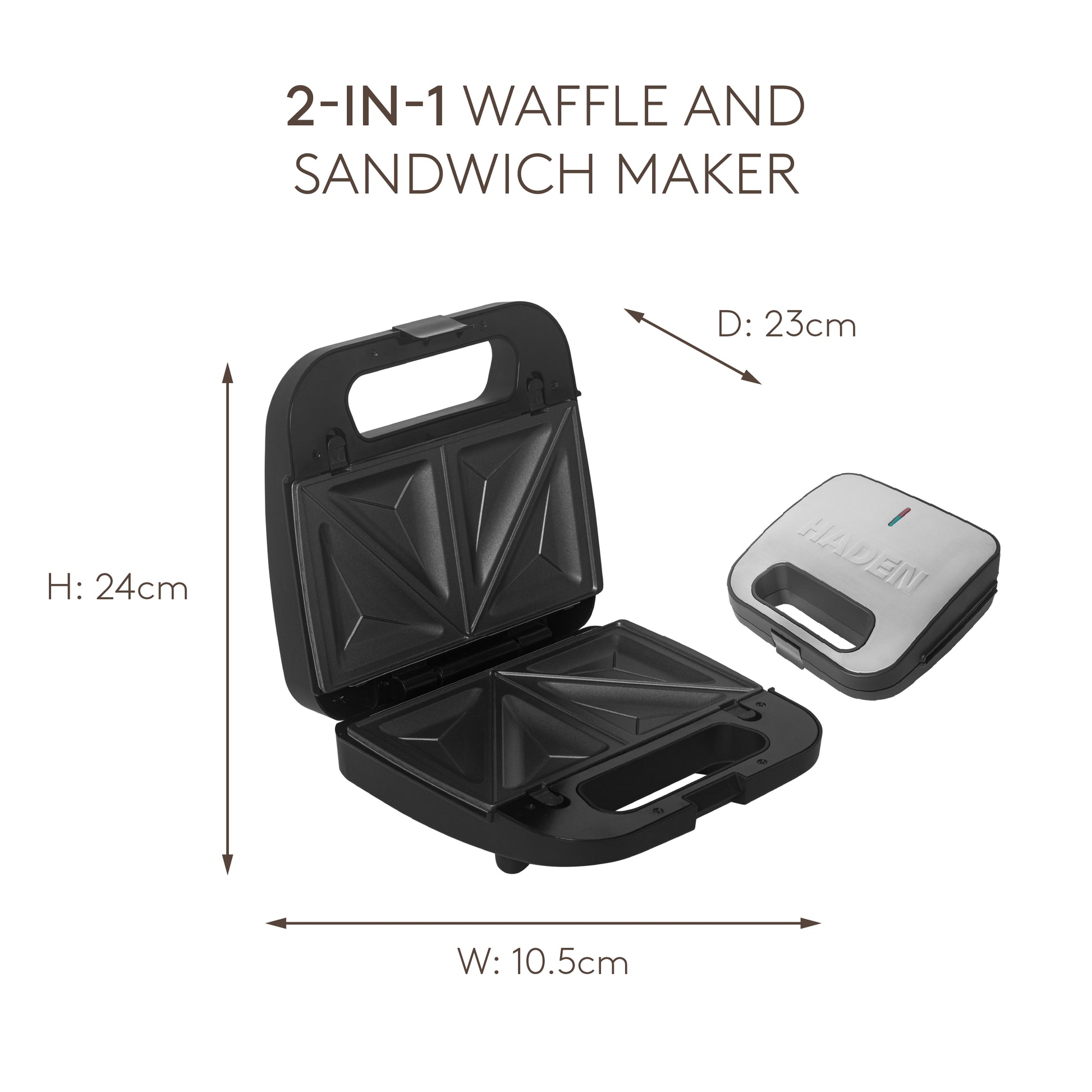 Haden 2-in-1 Sandwich & Waffle Maker Sandwich Maker Haden
