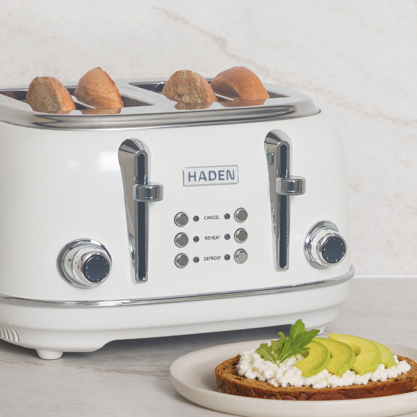 Haden Heritage 4 Slice Toaster – Ivory White Toasters Haden