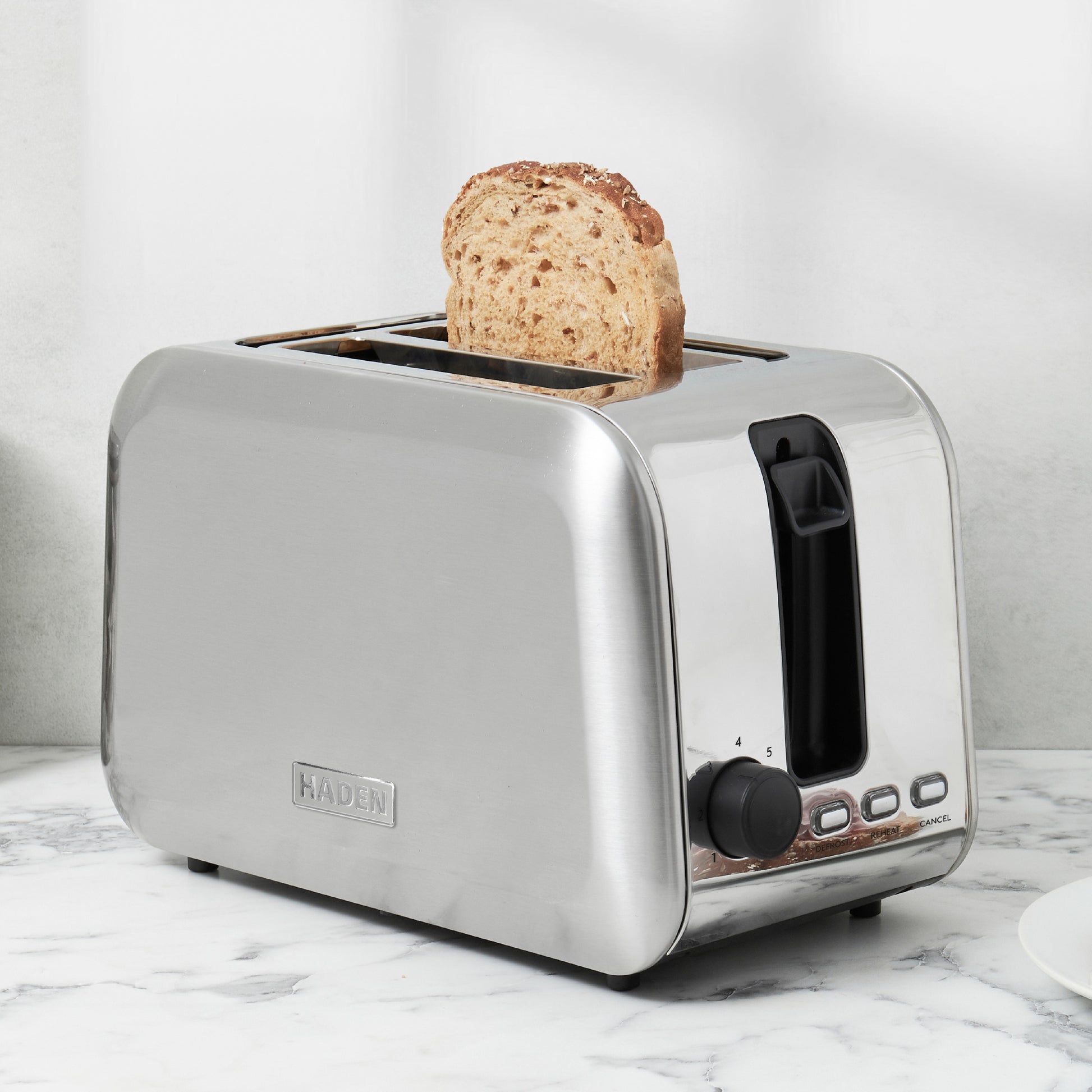 Haden Stoke Brushed Steel 2 Slice Toaster Toasters Haden