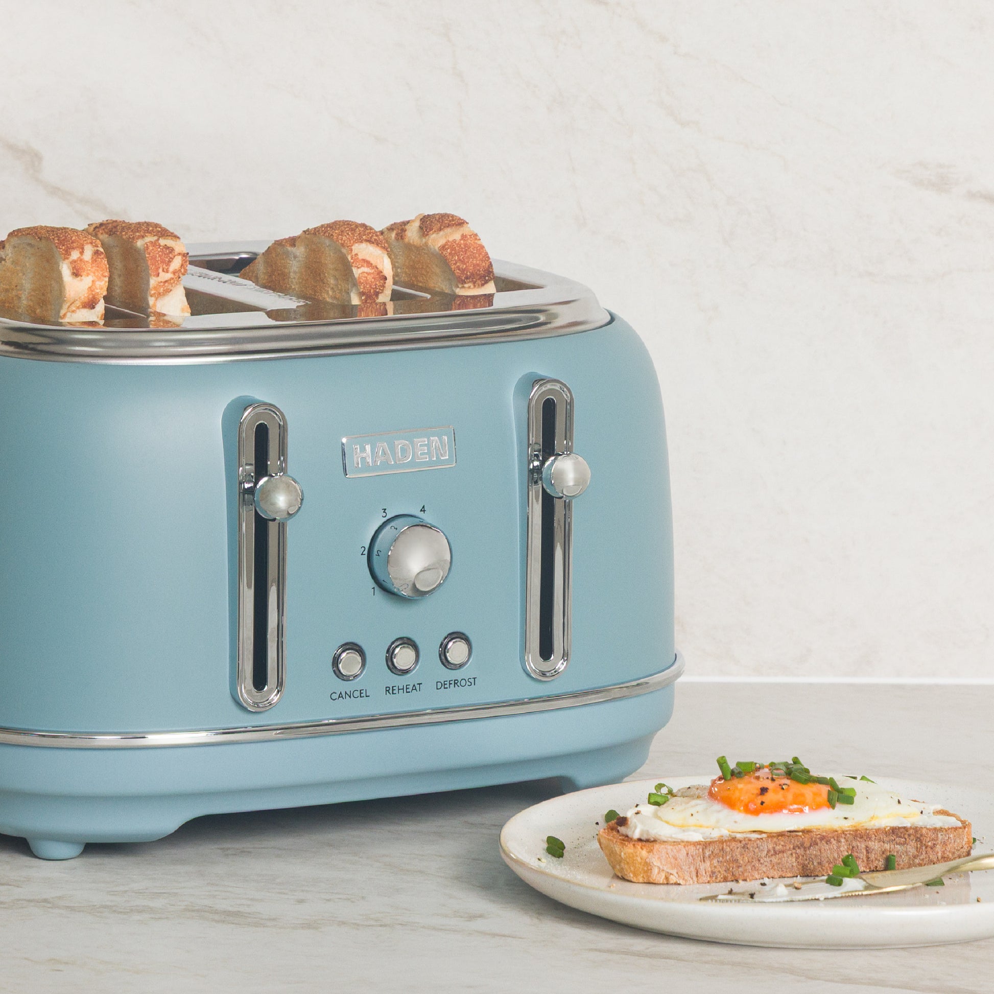 Haden Highclere Poole Blue 4 Slice Toaster Toasters Haden