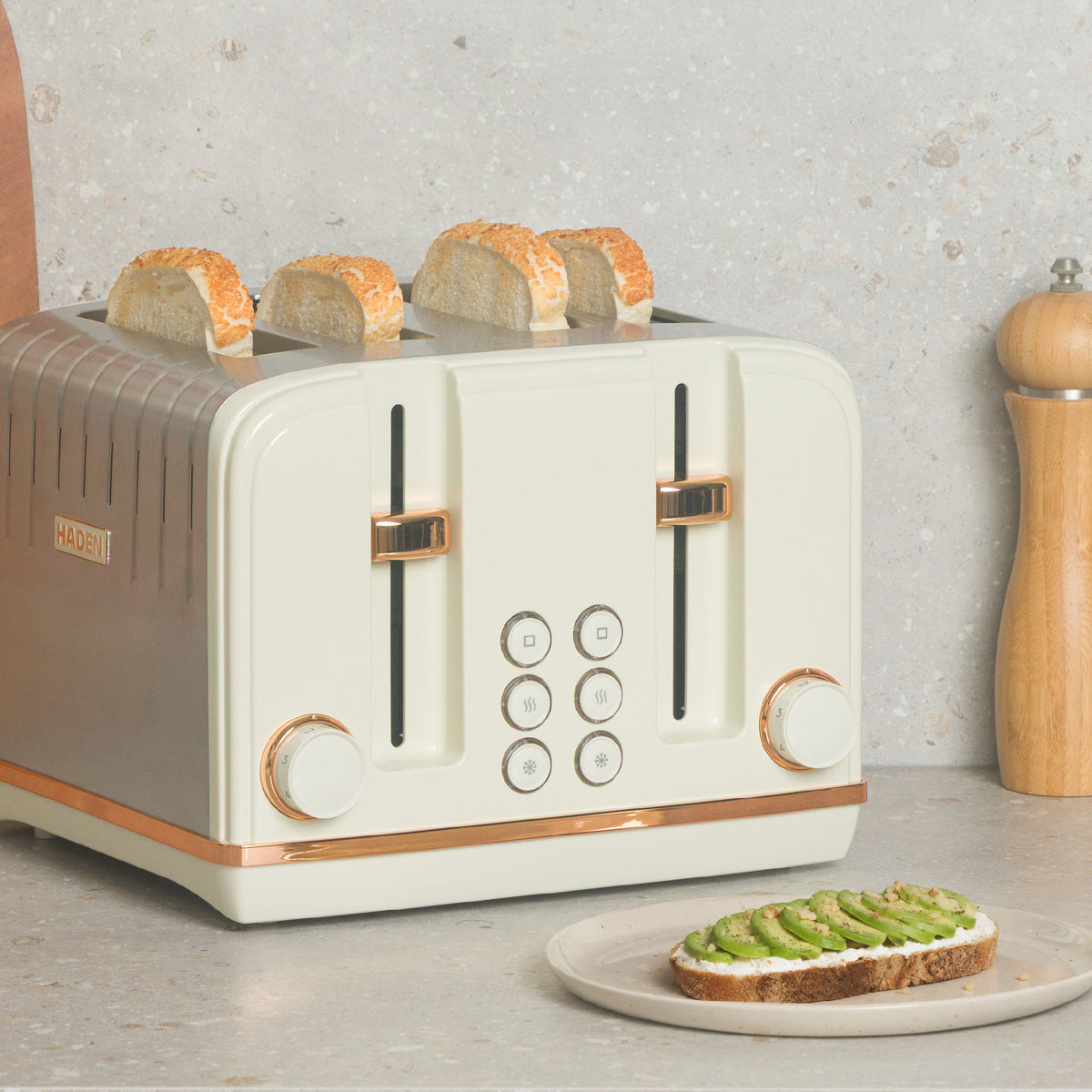 Haden Salcombe 4 Slice Toaster – Cream & Copper Toasters Haden