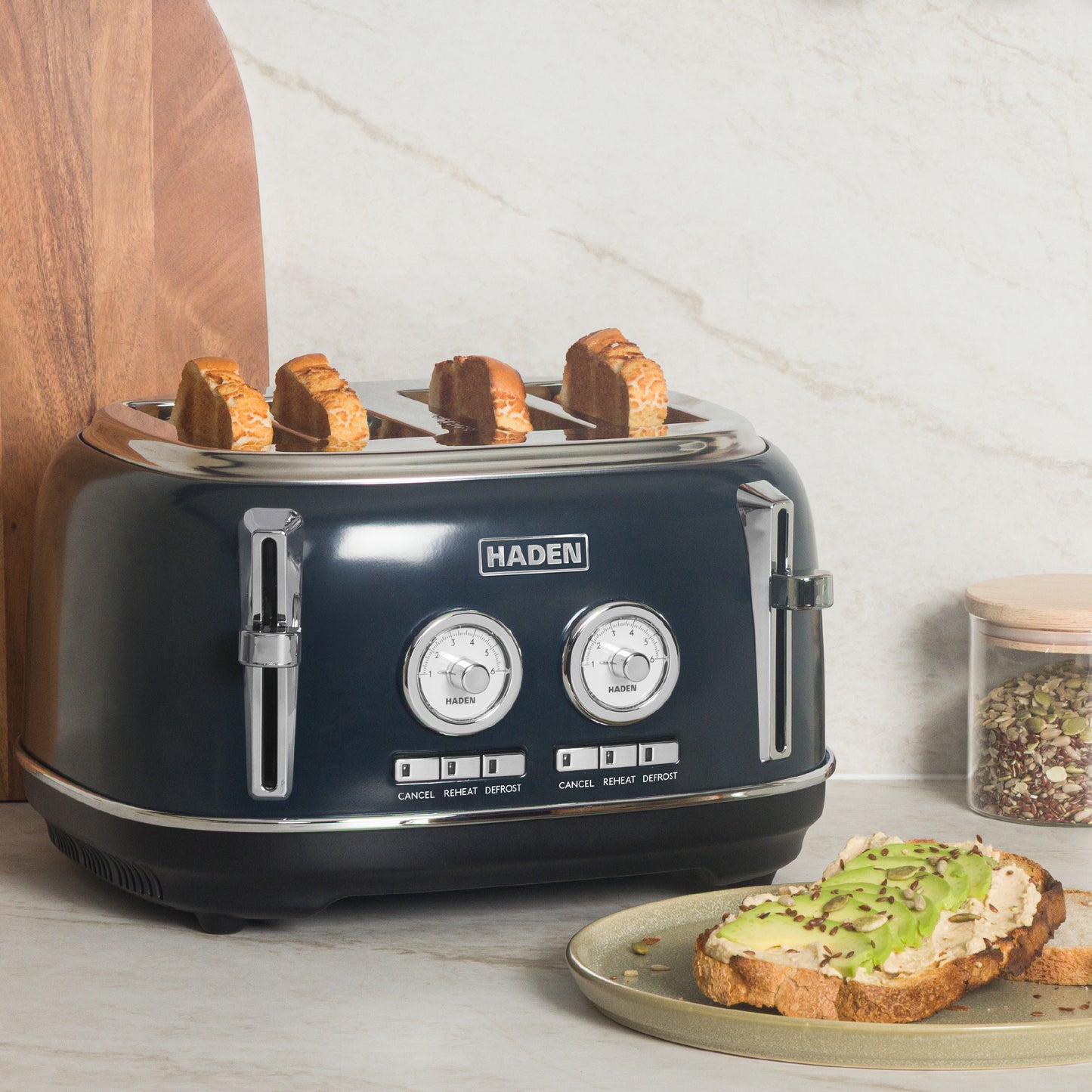 Haden Jersey Steel Blue 4 Slice Toaster Toasters Haden