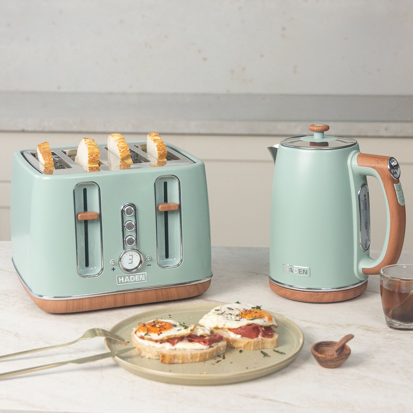 Haden Dorchester Sage Kettle and Toaster Bundle Bundle Haden