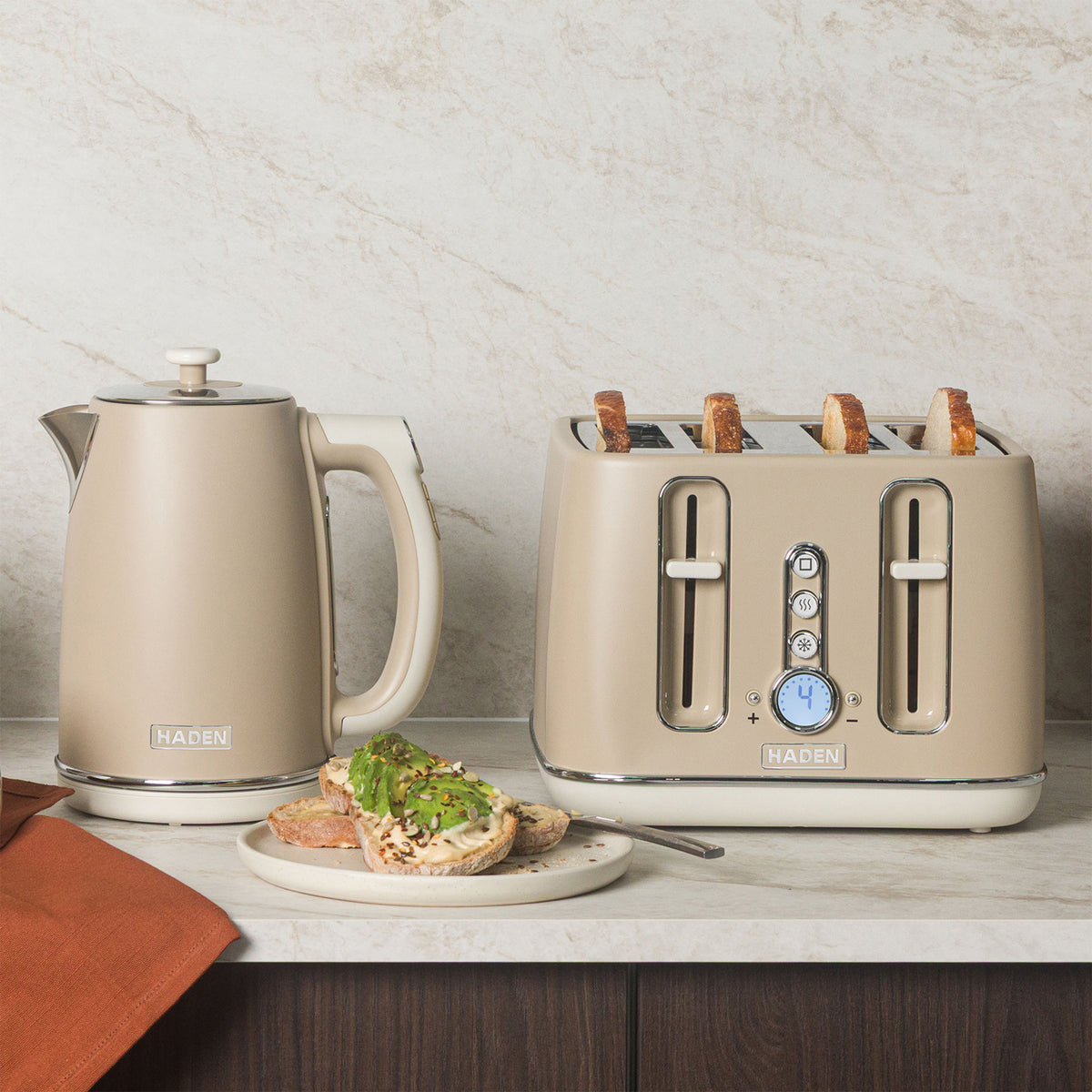 Haden Dorchester 1.7L Kettle & 4 Slice Toaster Bundle in Cashmere Bundle Haden