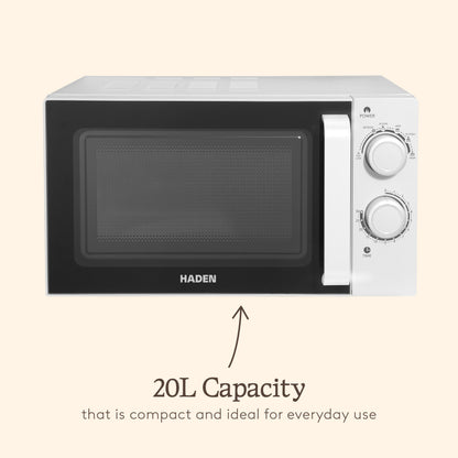 Haden 20L White Stainless Steel Interior Microwave Microwave Ovens Haden