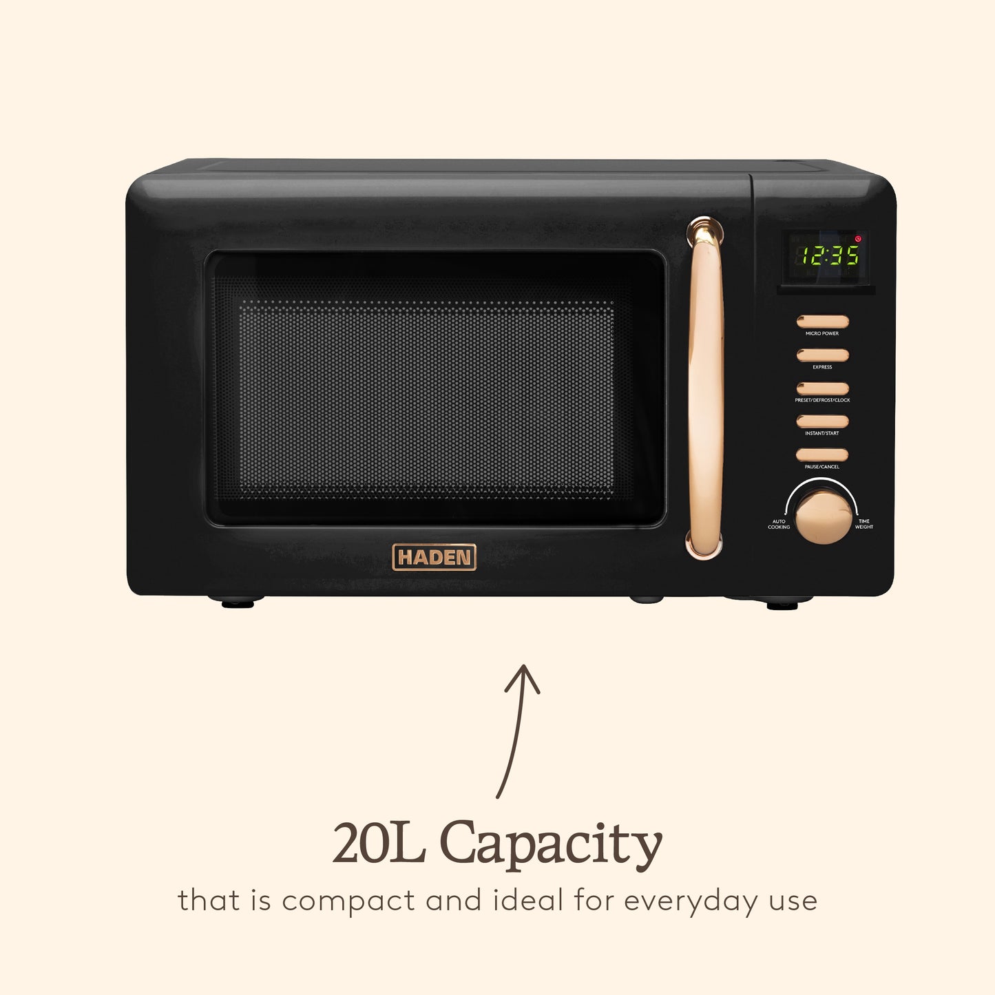 Haden Heritage 20L Microwave – Black & Copper Microwave Ovens Haden