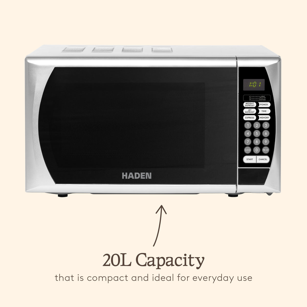 Haden 20L 800W Microwave – Silver Microwave Ovens Haden