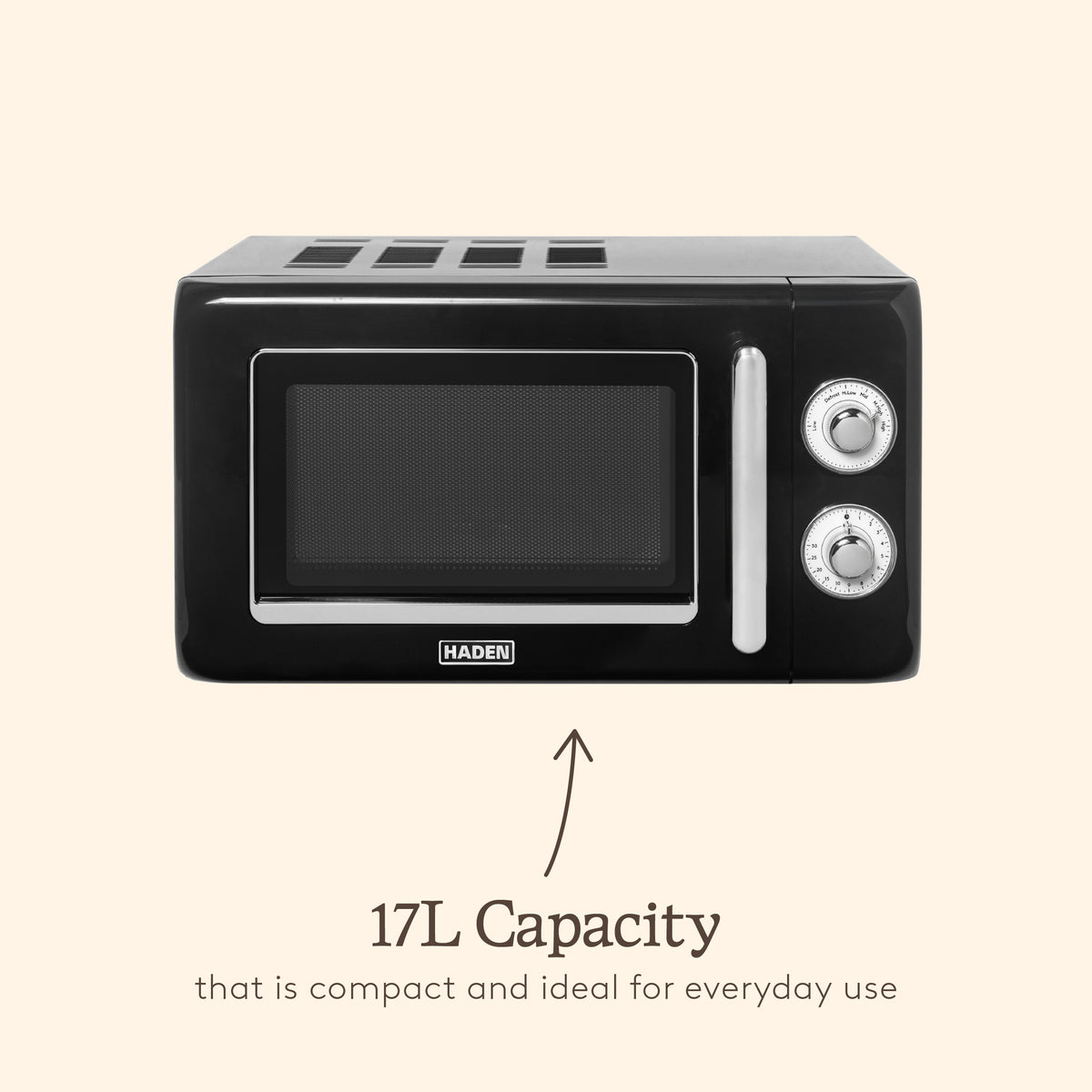 Haden 17L Retro Microwave – Black Microwave Ovens Haden