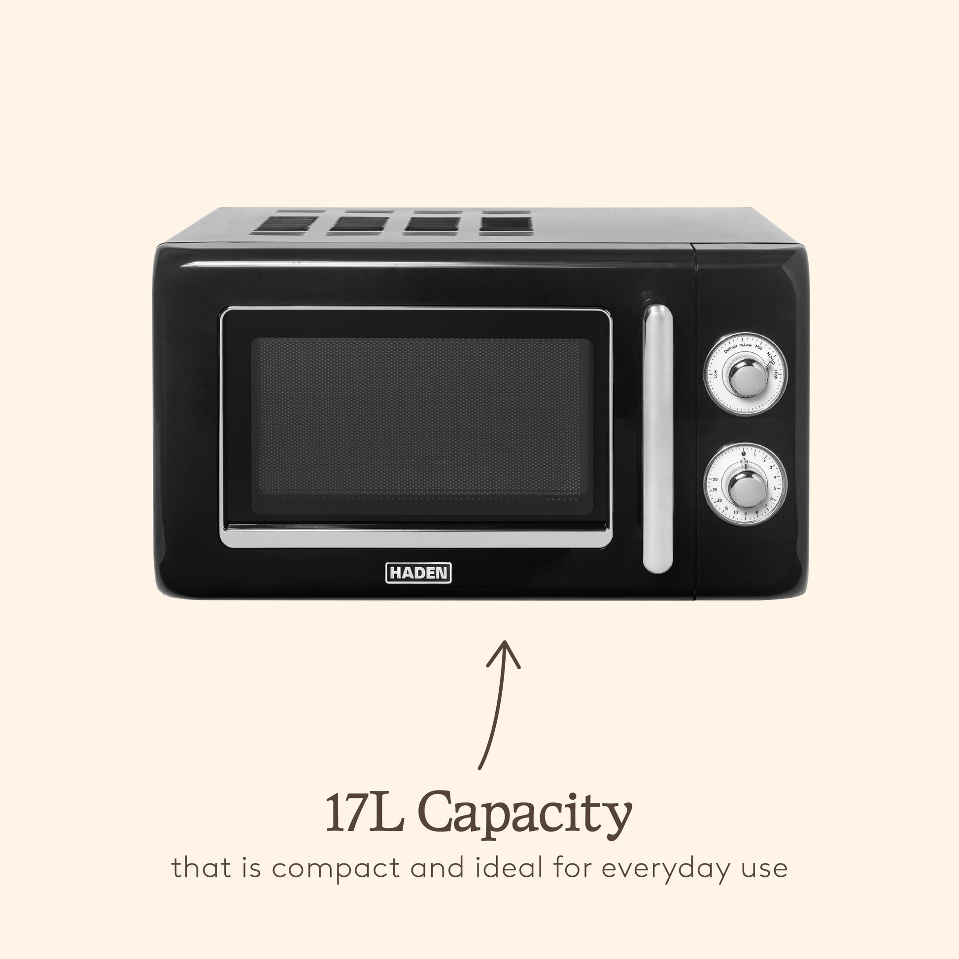 Haden 17L Retro Microwave – Black Microwave Ovens Haden
