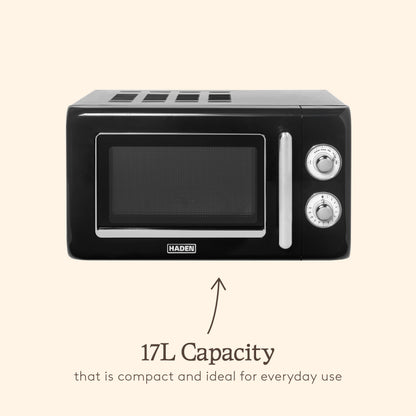 Haden 17L Retro Microwave – Black Microwave Ovens Haden
