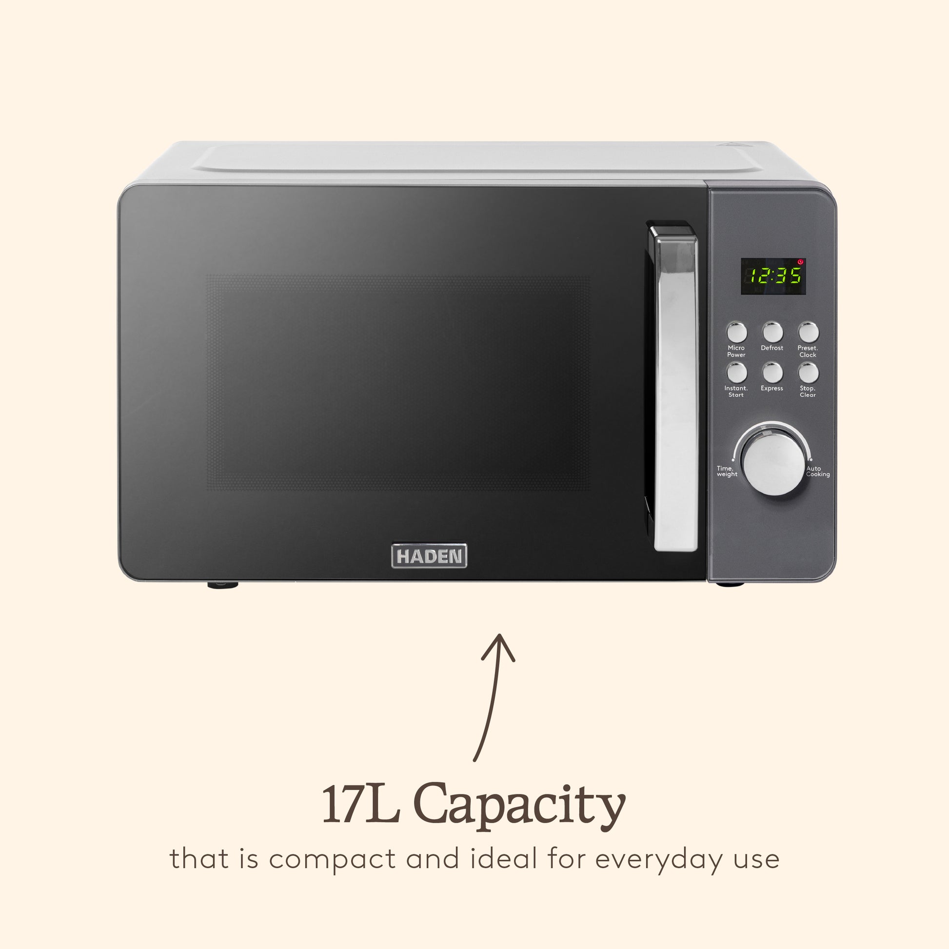 Haden 17L Digital Microwave – Grey Microwave Ovens Haden