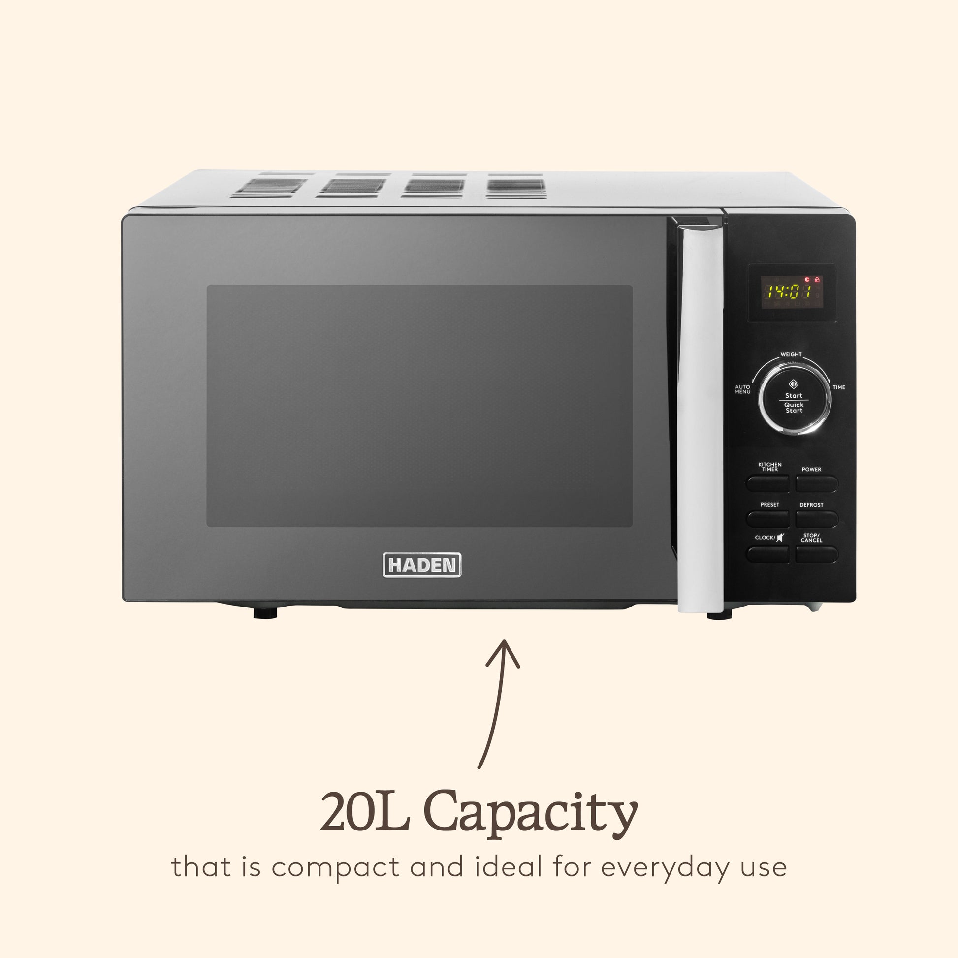 Haden 20L Digital Microwave – Black Microwave Ovens Haden